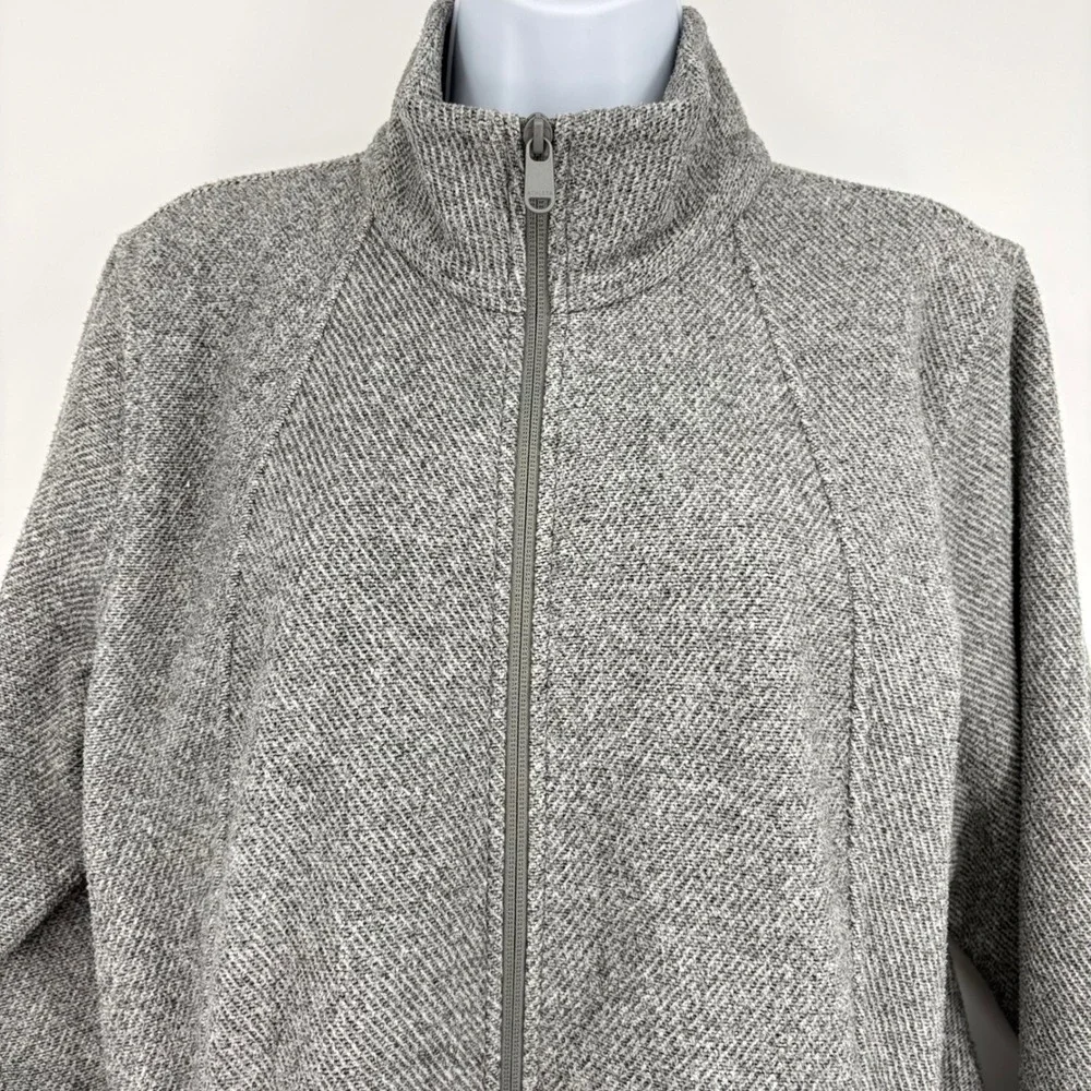 Athleta Stroll Fleece Full Zip‎ Jacket Heathered Grey XL Mock Neck Activewear